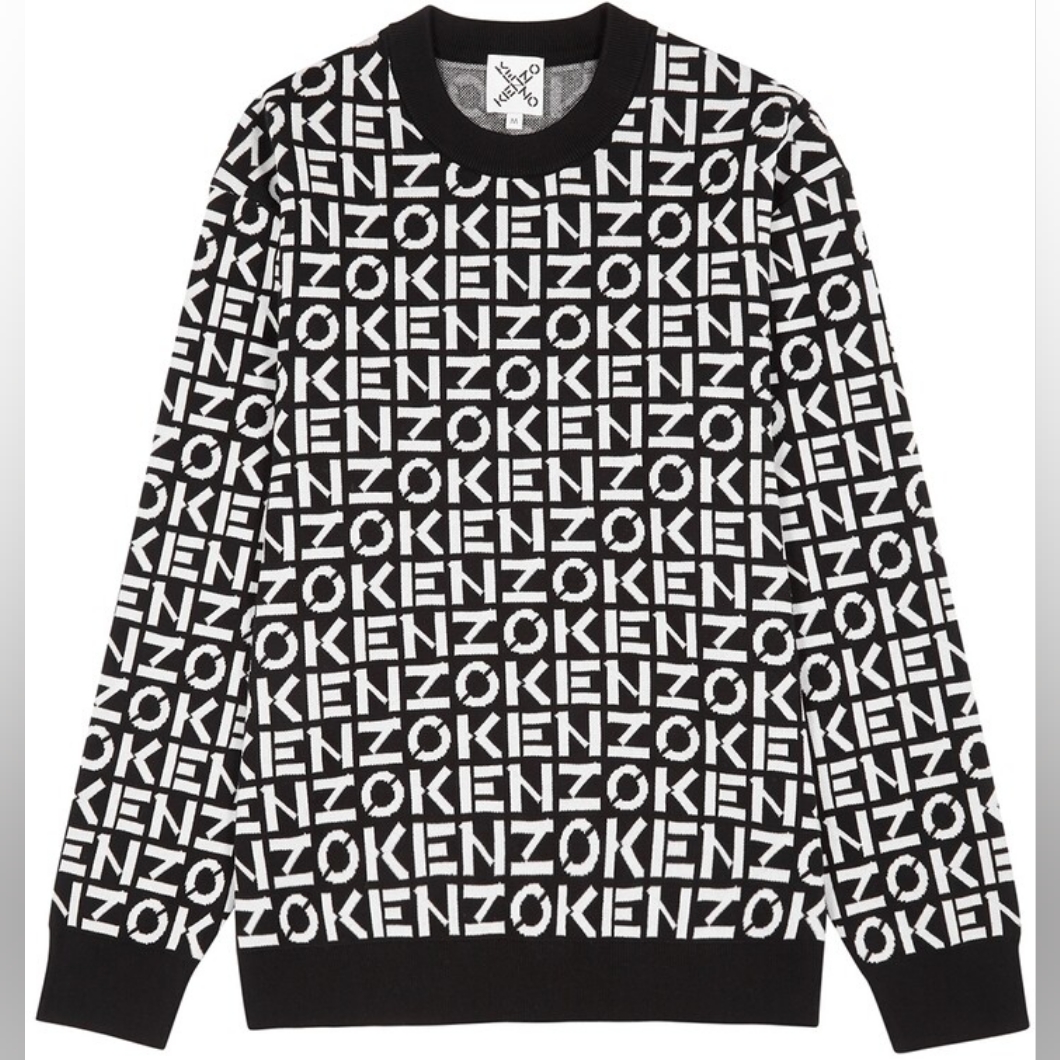 Nwt Kenzo Intarsia Knit Logo Sweater